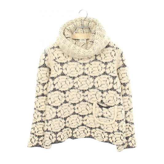 Chanel Knit Camellia All Over Pattern Turtleneck Wool Sweater