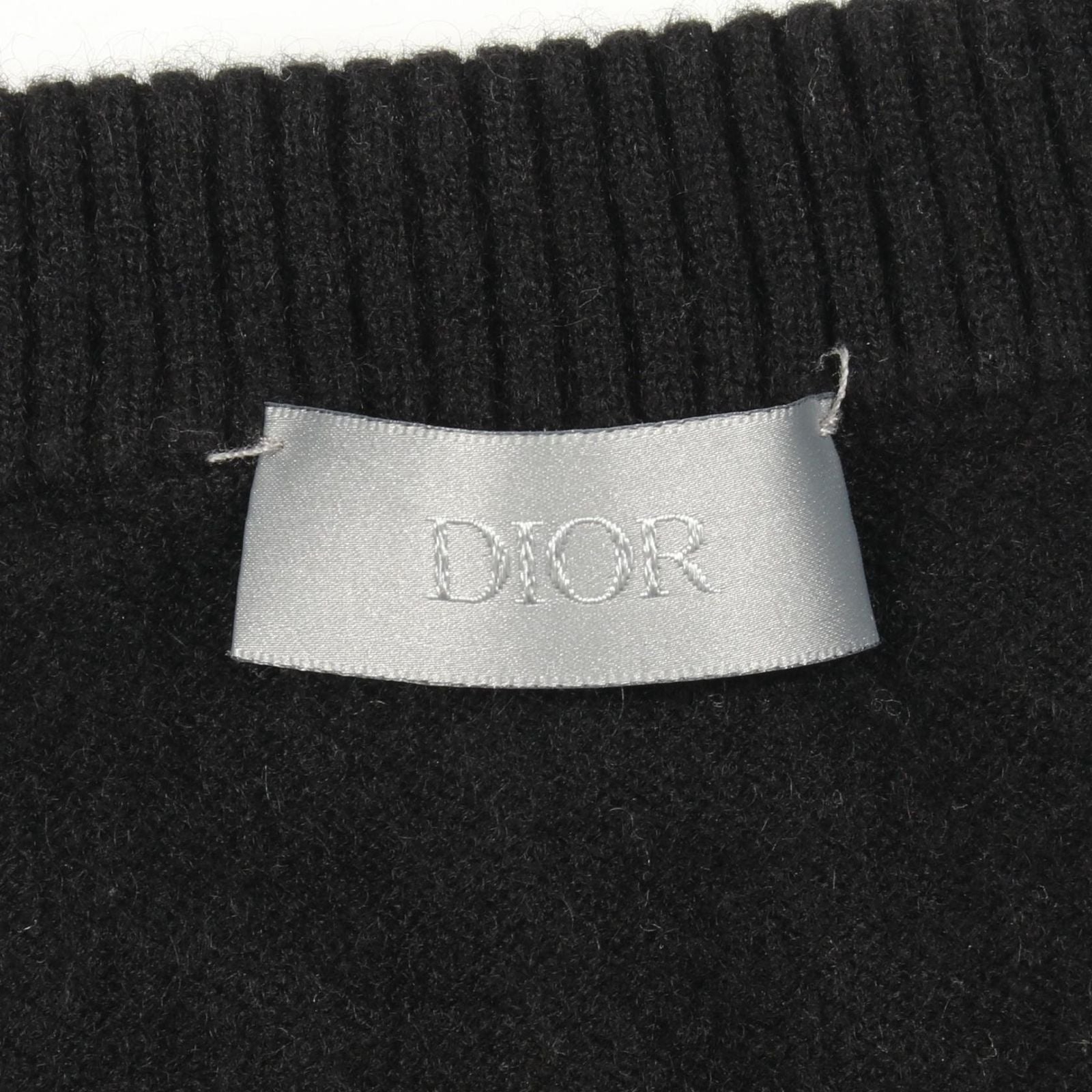 Dior Knit Kenny Scharf CD Logo Embroidery Black Cashmere Sweater — view 3