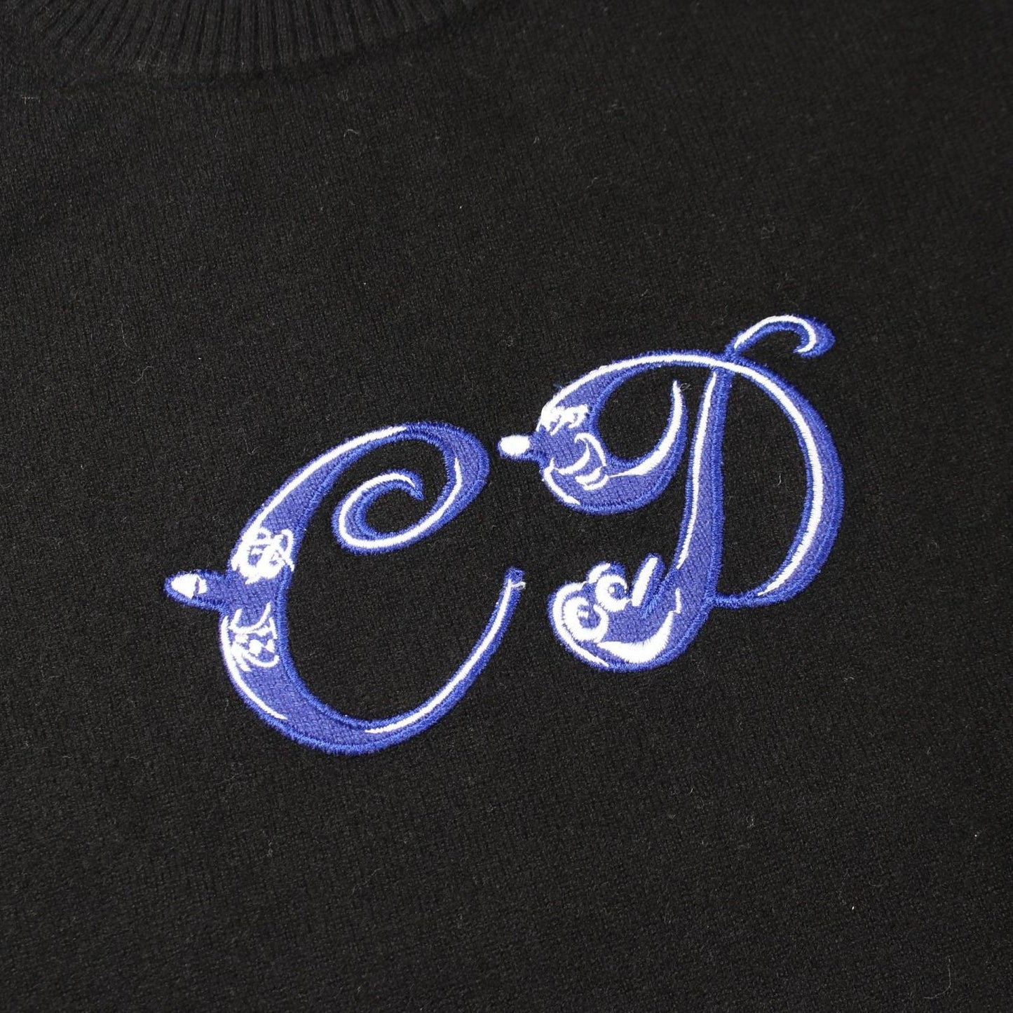 Dior Knit Kenny Scharf CD Logo Embroidery Black Cashmere Sweater — view 7