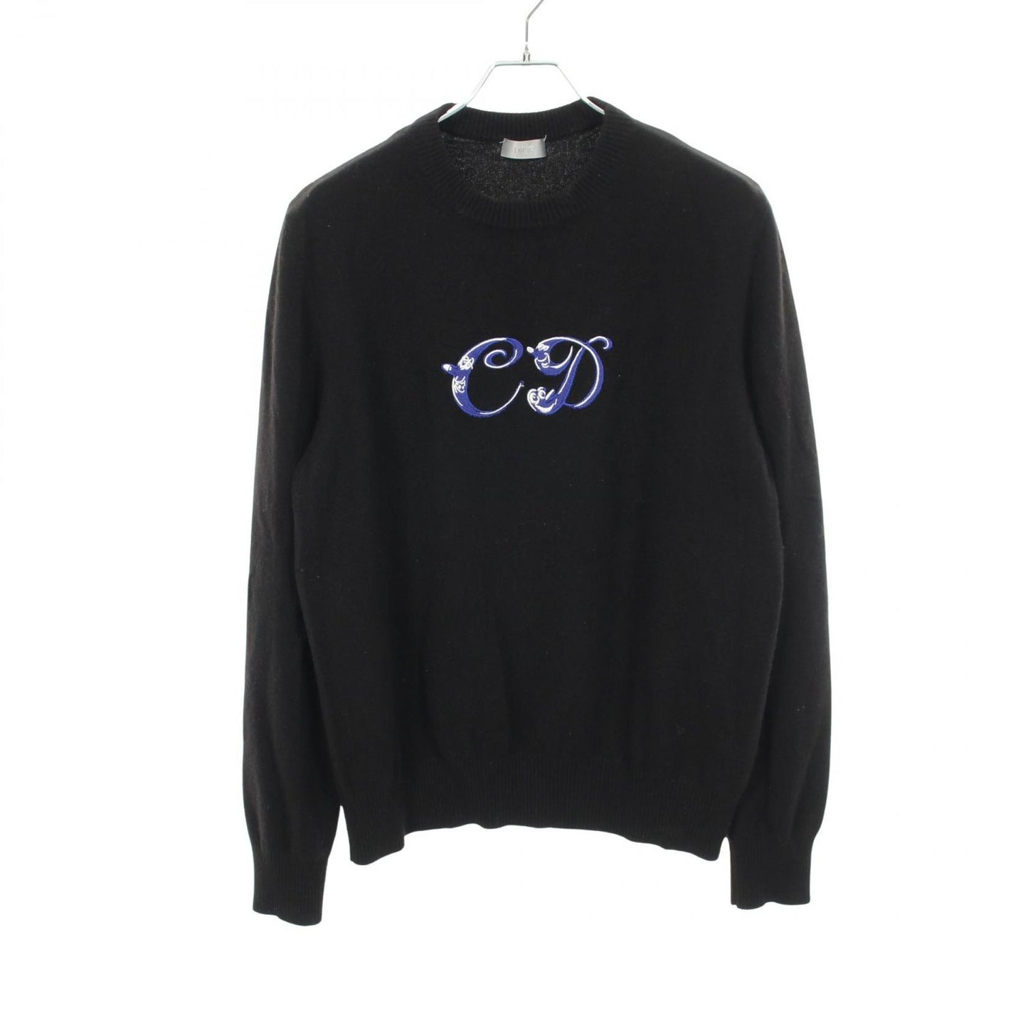 Dior Knit Kenny Scharf CD Logo Embroidery Black Cashmere Sweater