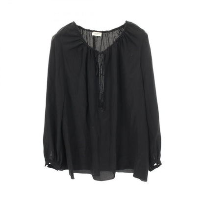 Saint Laurent Paris Blouse Tassel Neck Black Silk