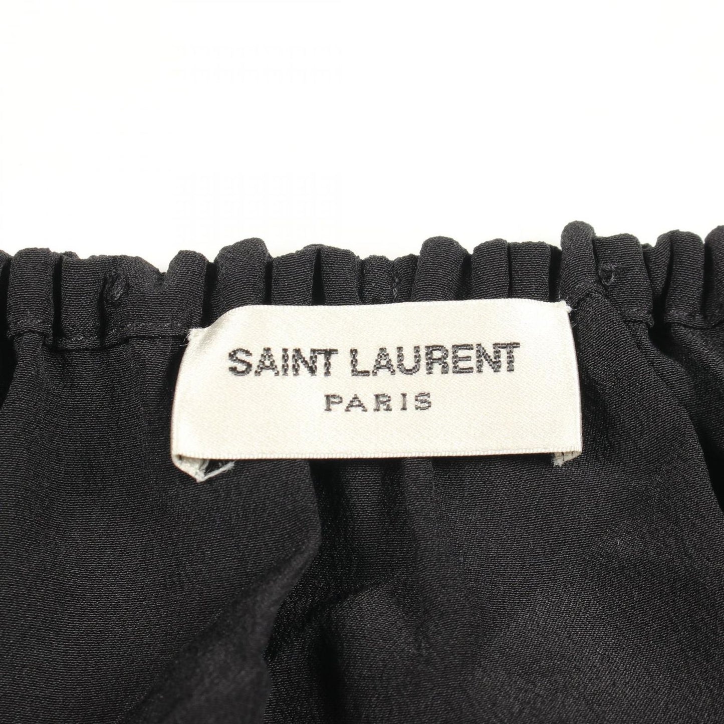 Saint Laurent Paris Blouse Tassel Neck Black Silk — view 3