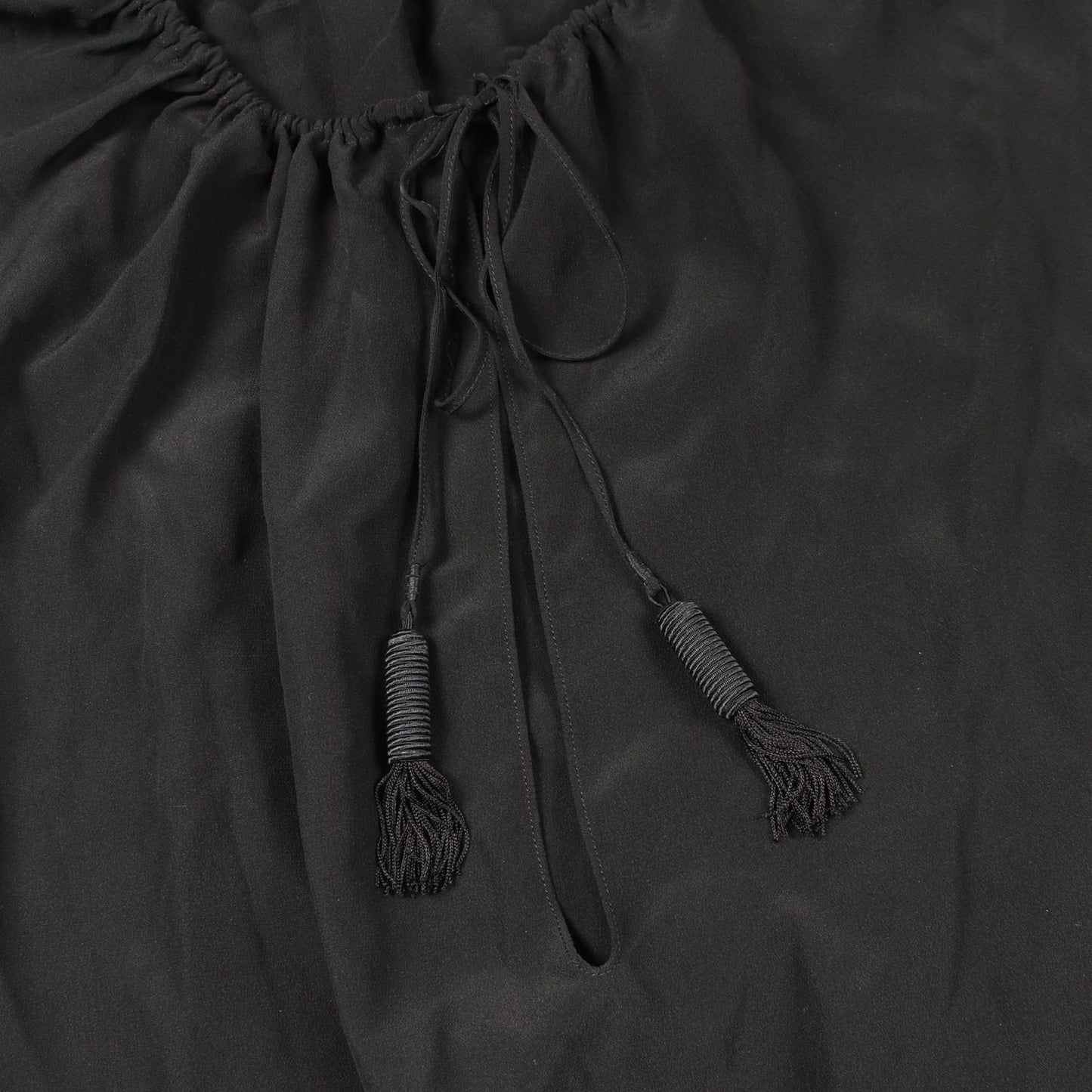 Saint Laurent Paris Blouse Tassel Neck Black Silk — view 9