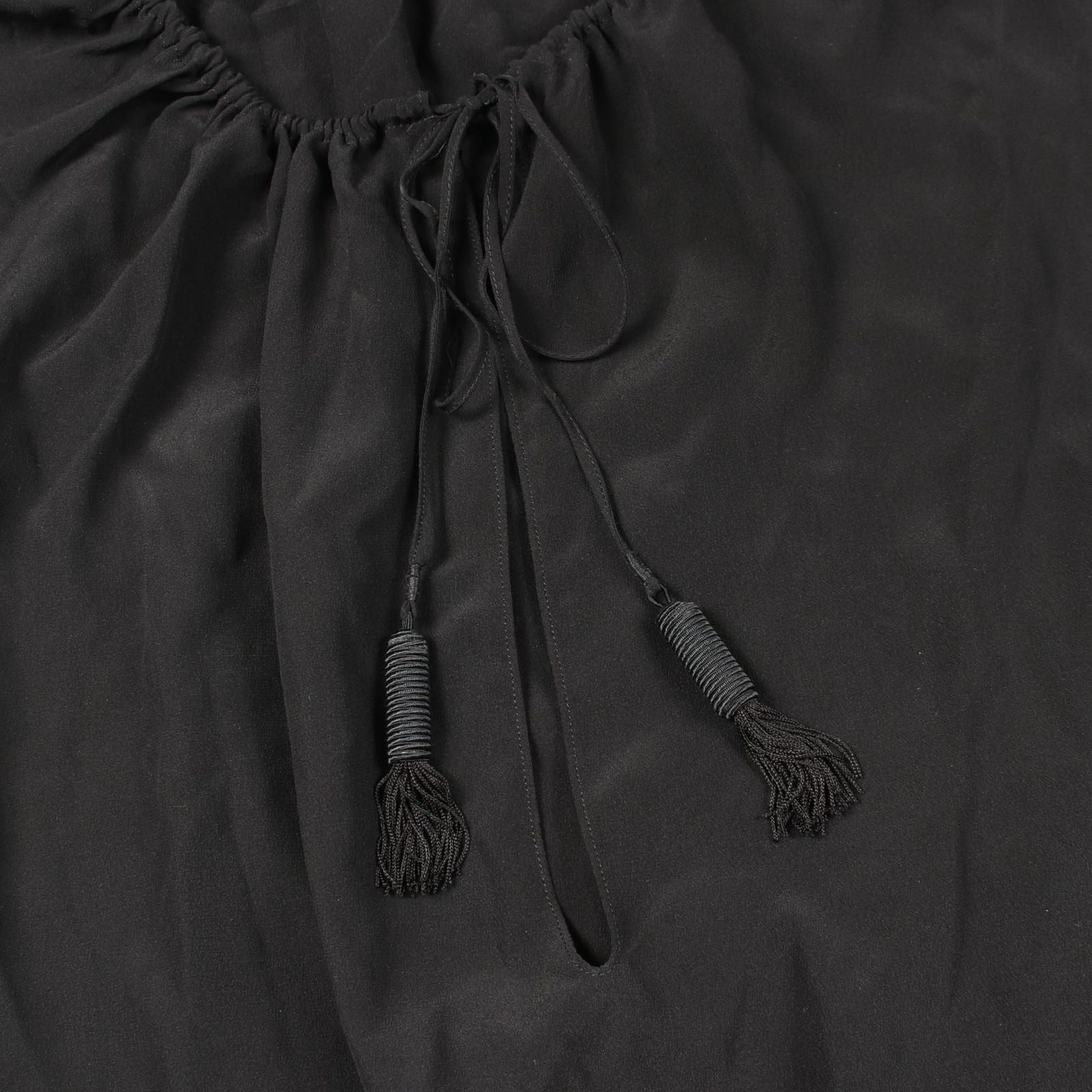 Saint Laurent Paris Blouse Tassel Neck Black Silk — view 9