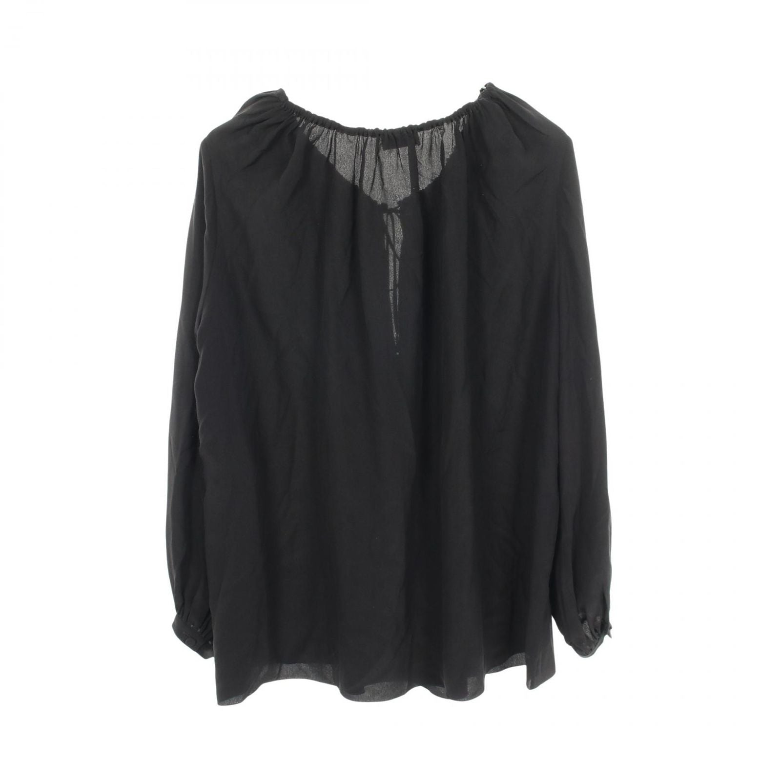 Saint Laurent Paris Blouse Tassel Neck Black Silk — view 2