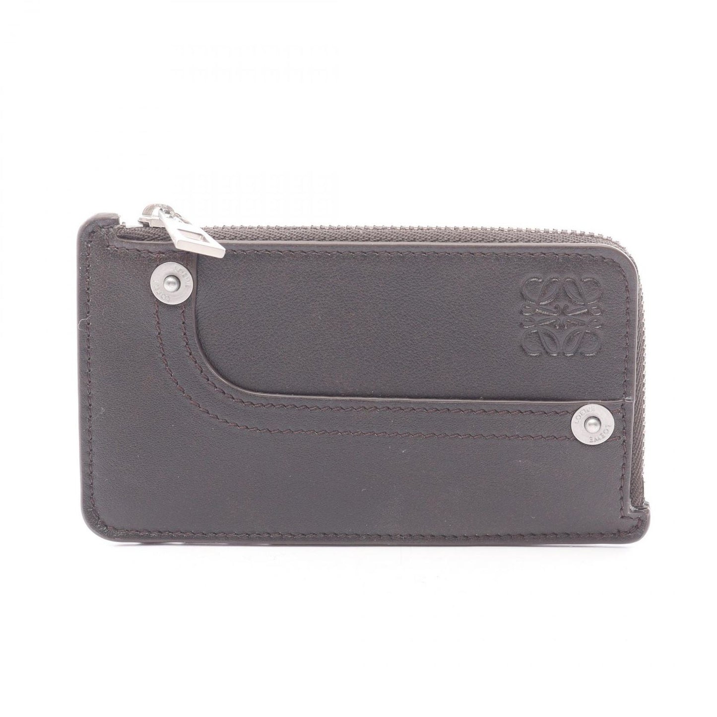 Loewe Coin Case Panta Card Holder Vintage Brown Leather