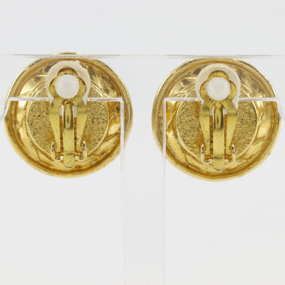 Chanel CC Logo Vintage Gold Plated Faux Pearl Earrings — view 3