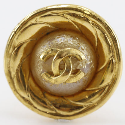 Chanel CC Logo Vintage Gold Plated Faux Pearl Earrings — view 6