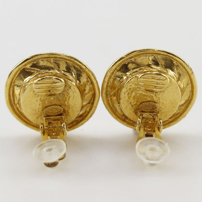 Chanel CC Logo Vintage Gold Plated Faux Pearl Earrings — view 4