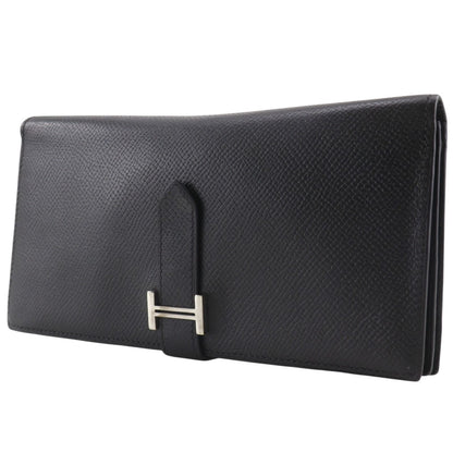 Hermes Bearn Souffle Veau Epsom Black Silver Wallet — view 2