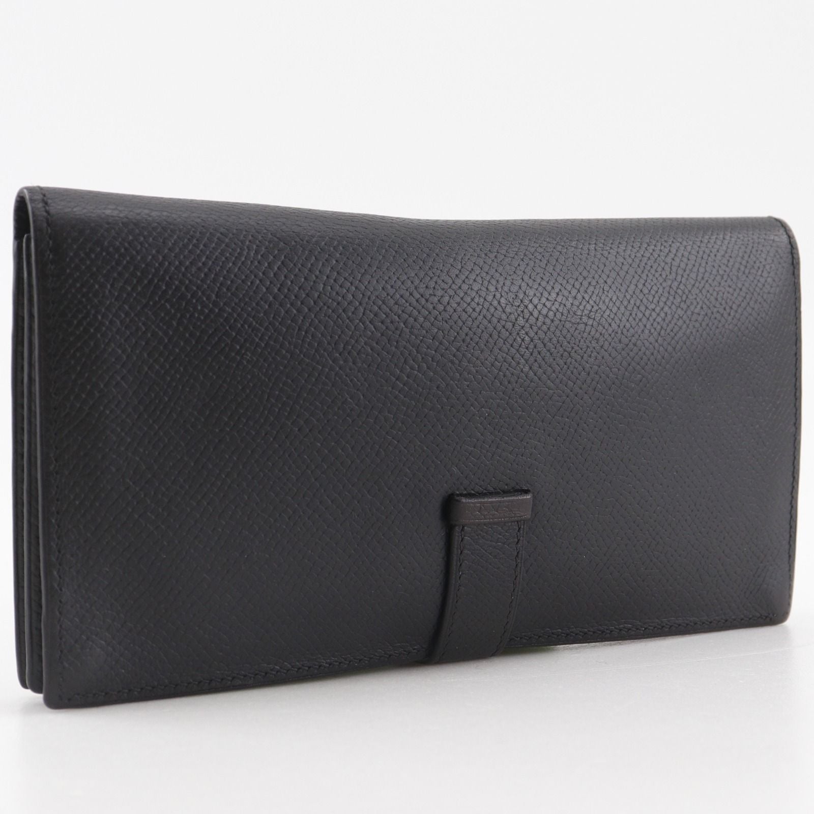Hermes Bearn Souffle Veau Epsom Black Silver Wallet — view 3