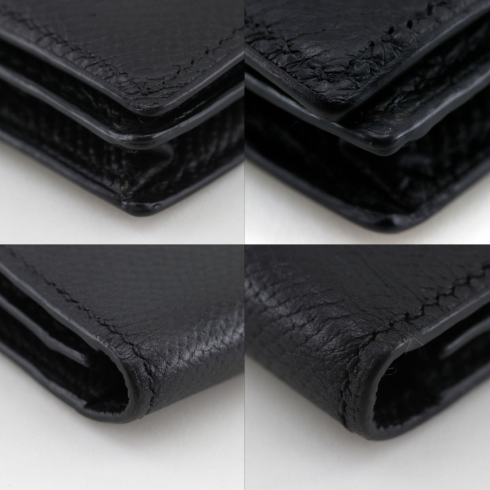 Hermes Bearn Souffle Veau Epsom Black Silver Wallet — view 4