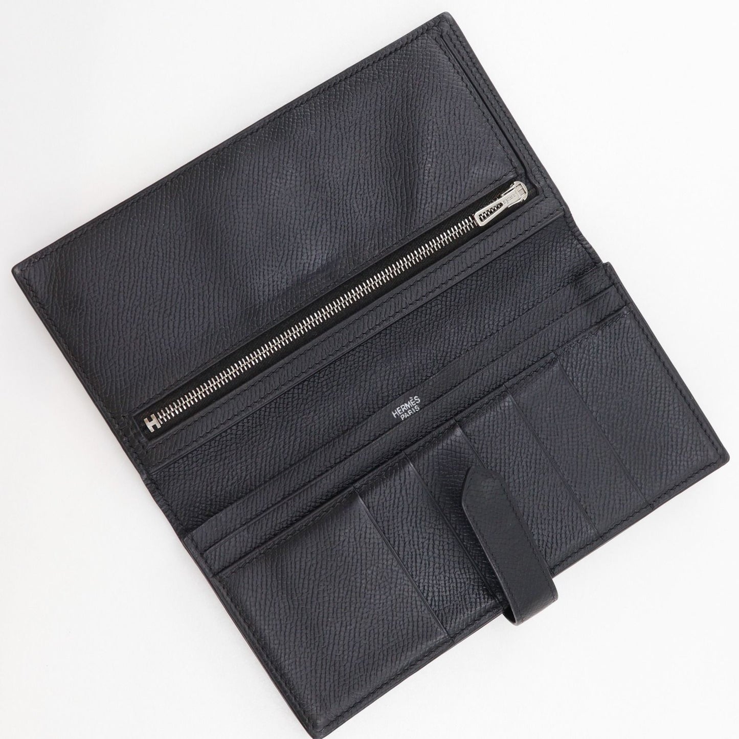 Hermes Bearn Souffle Veau Epsom Black Silver Wallet — view 5