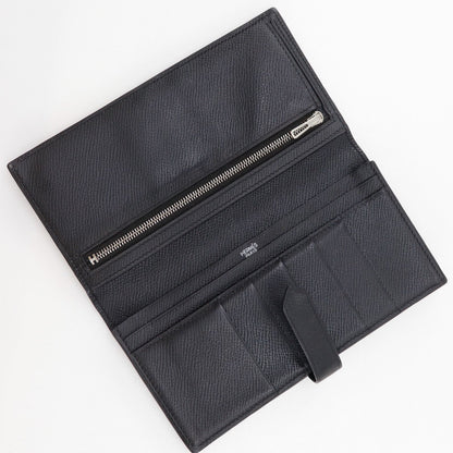 Hermes Bearn Souffle Veau Epsom Black Silver Wallet — view 5
