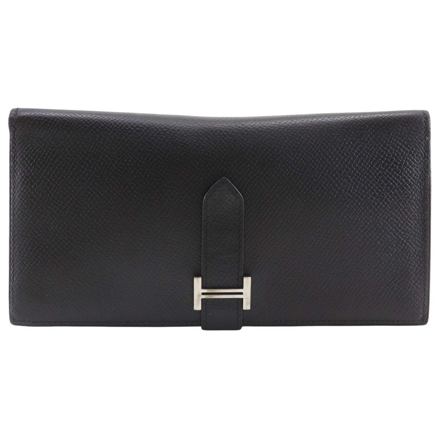 Hermes Bearn Souffle Veau Epsom Black Silver Wallet