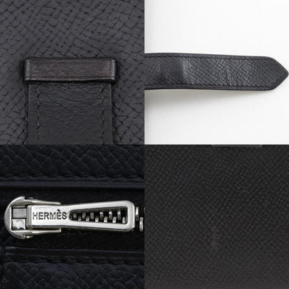 Hermes Bearn Souffle Veau Epsom Black Silver Wallet — view 9
