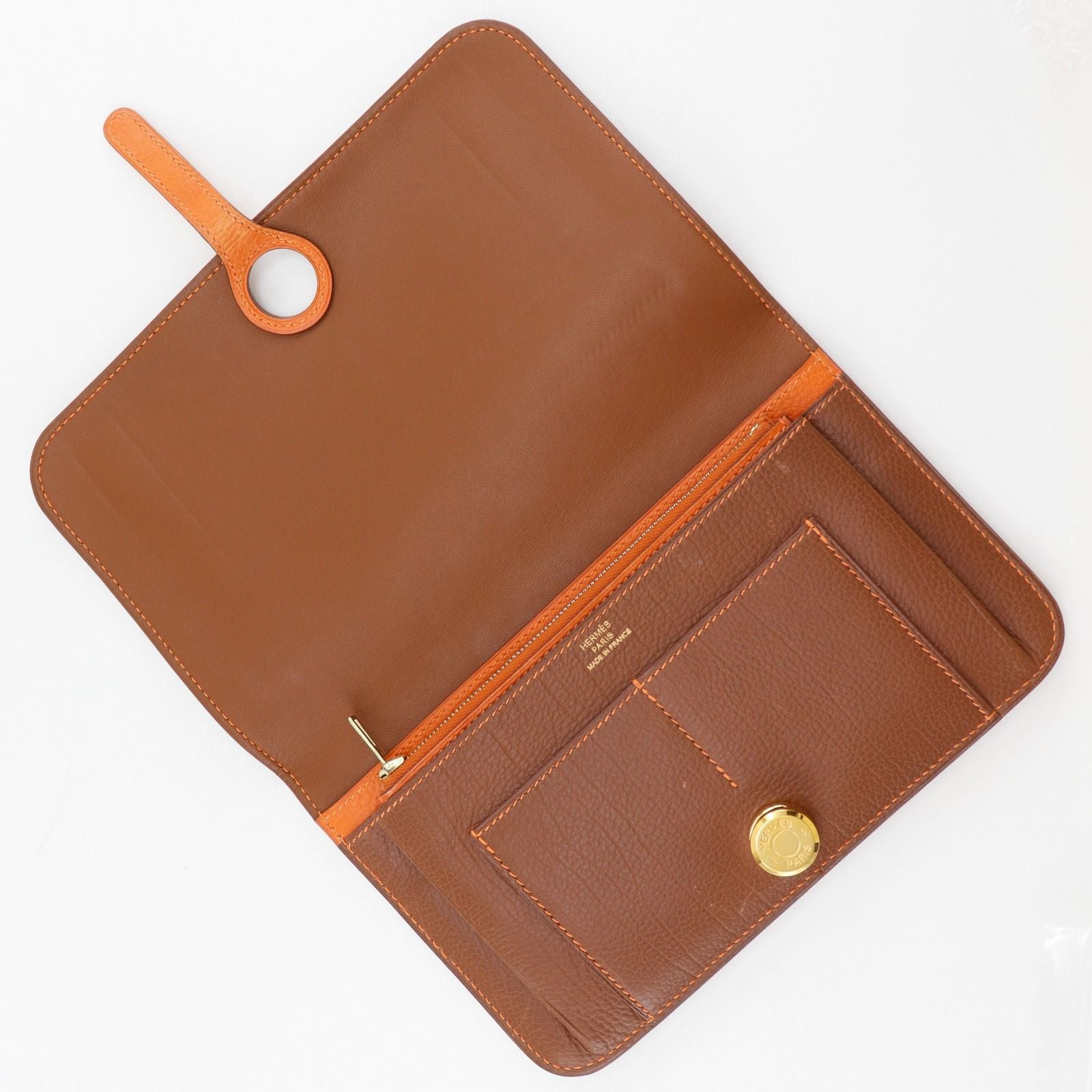 Hermes Dogon GM Bicolor Togo Brown Wallet — view 5