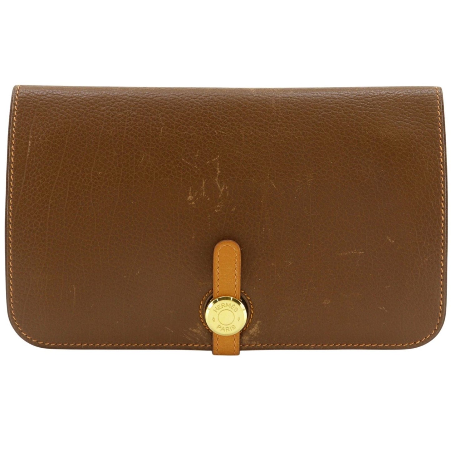 Hermes Dogon GM Bicolor Togo Brown Wallet