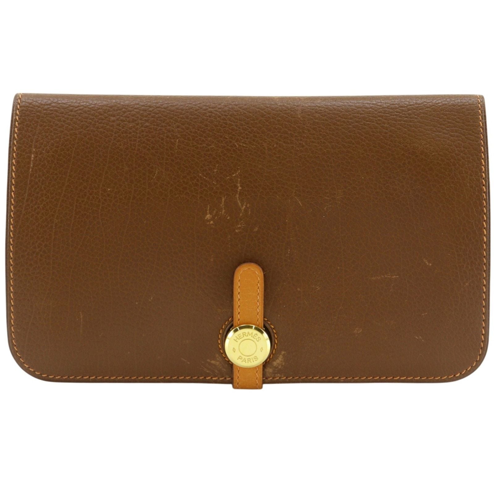 Hermes Dogon GM Bicolor Togo Brown Wallet