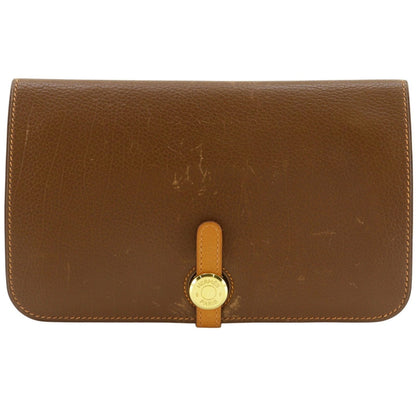 Hermes Dogon GM Bicolor Togo Brown Wallet