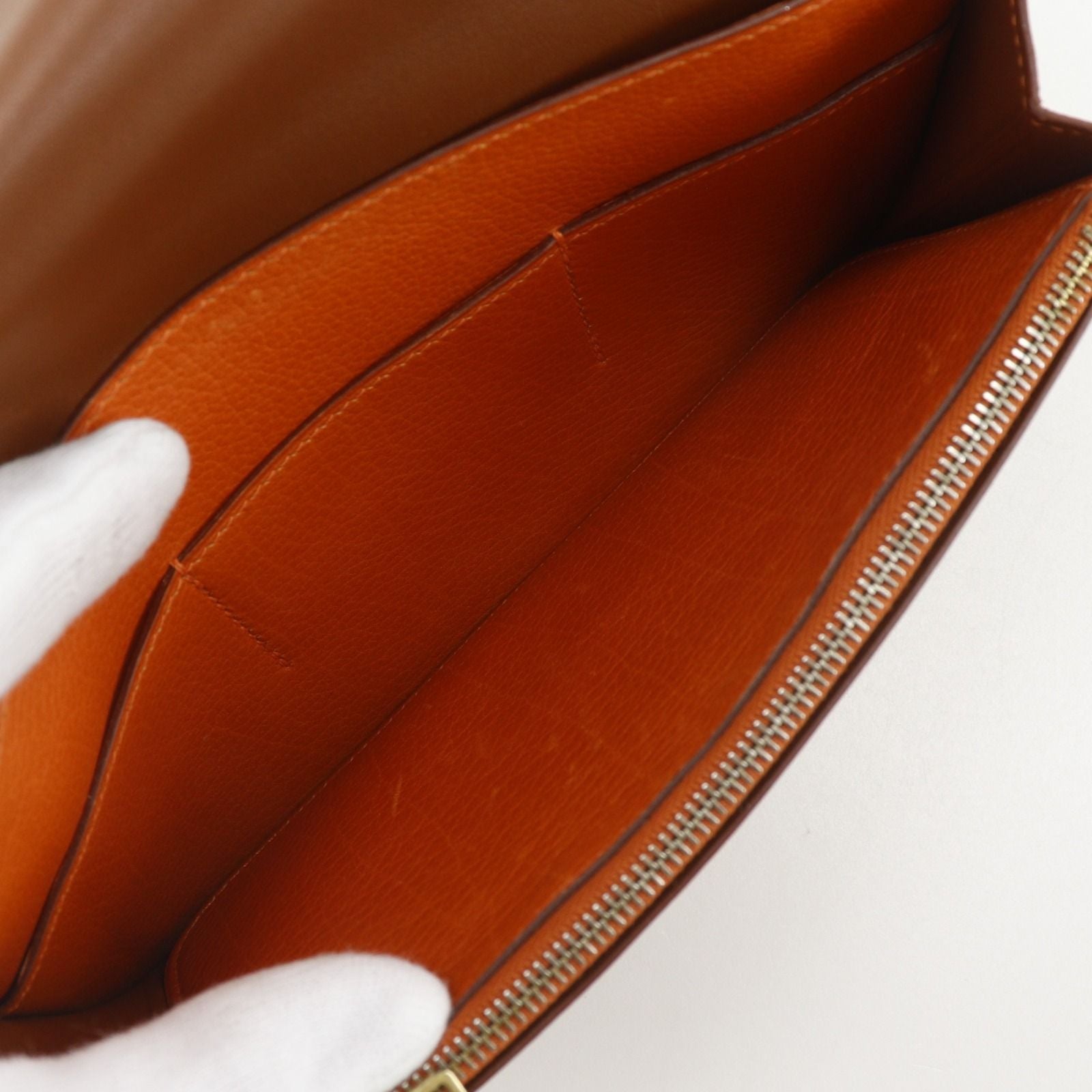 Hermes Dogon GM Bicolor Togo Brown Wallet — view 7