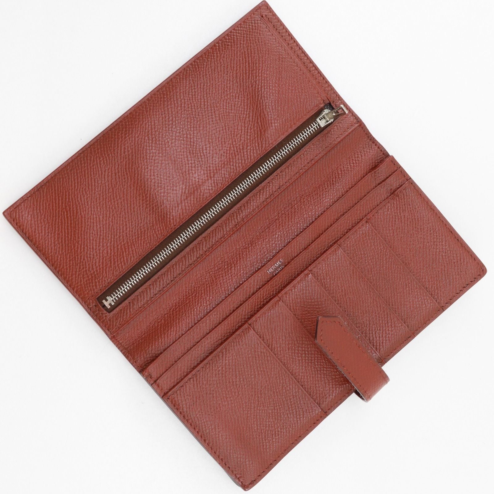 Hermes Bearn Souffle Bicolor Veau Epsom Brown Silver M Wallet — view 5