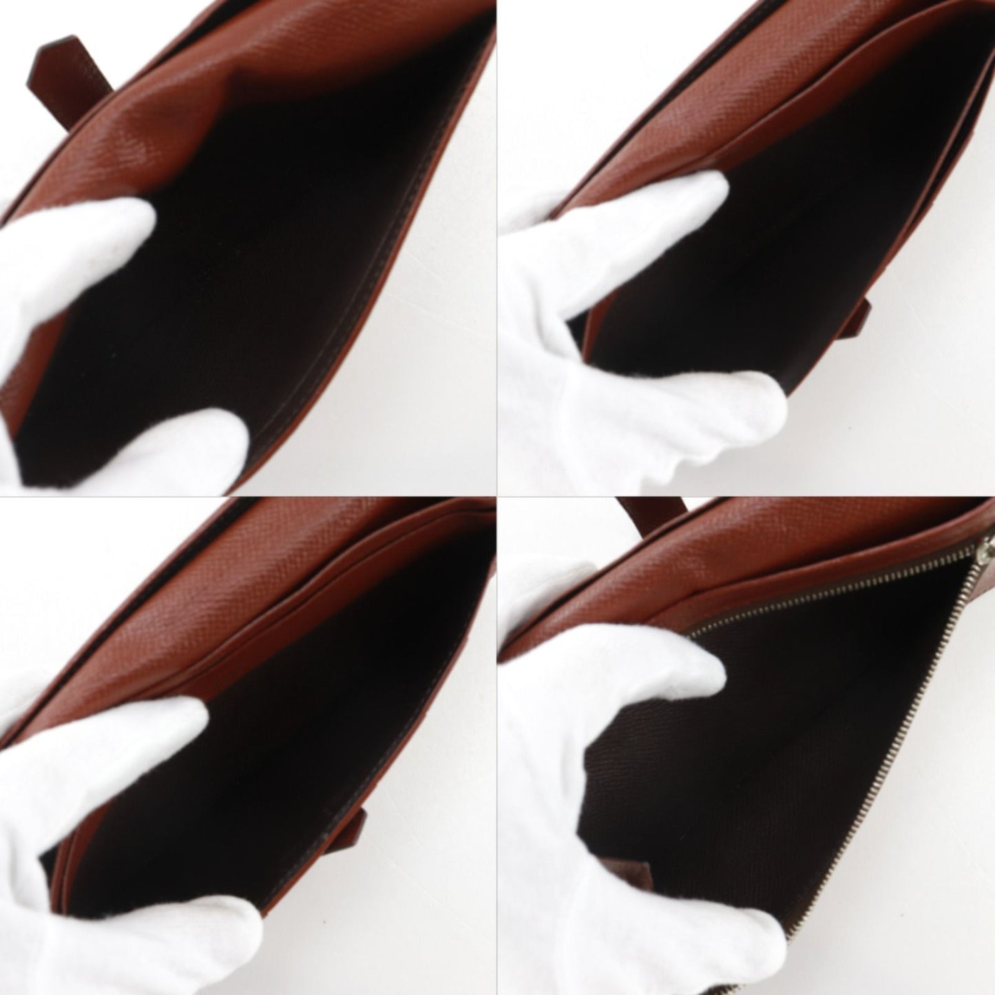 Hermes Bearn Souffle Bicolor Veau Epsom Brown Silver M Wallet — view 7