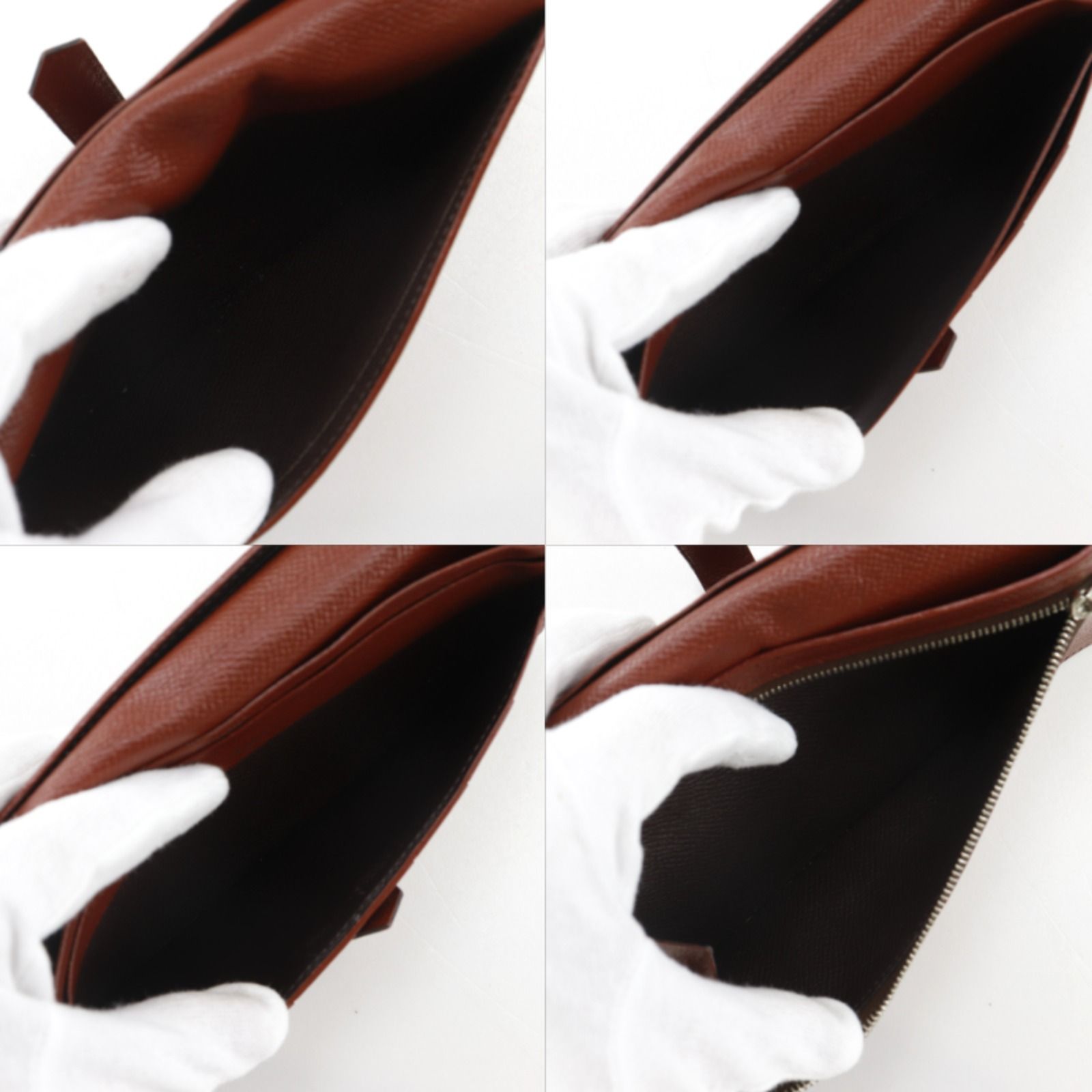 Hermes Bearn Souffle Bicolor Veau Epsom Brown Silver M Wallet — view 7