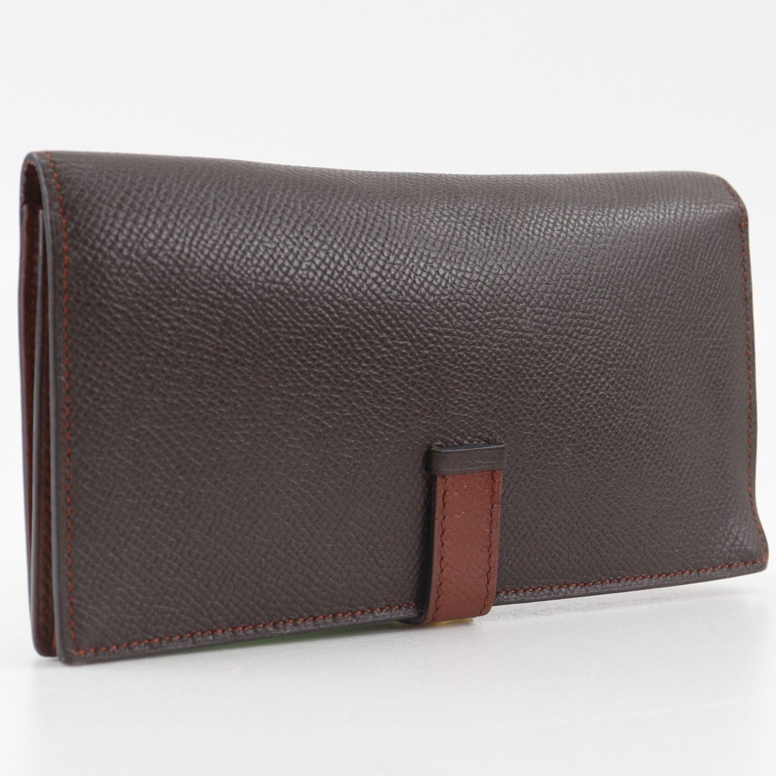 Hermes Bearn Souffle Bicolor Veau Epsom Brown Silver M Wallet — view 3