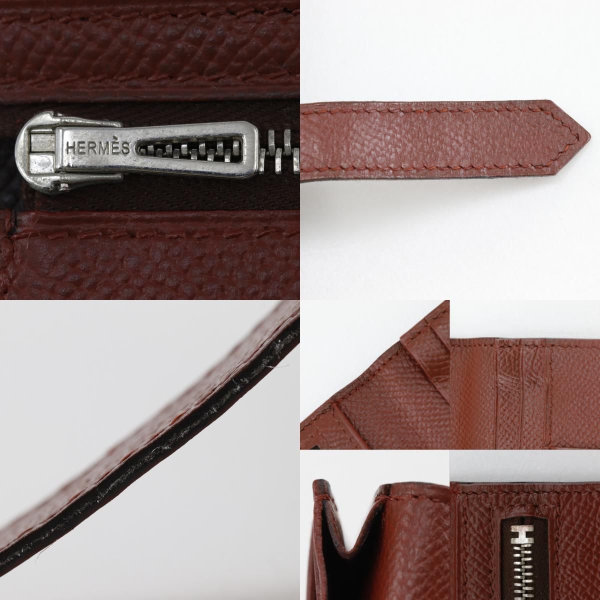 Hermes Bearn Souffle Bicolor Veau Epsom Brown Silver M Wallet — view 8