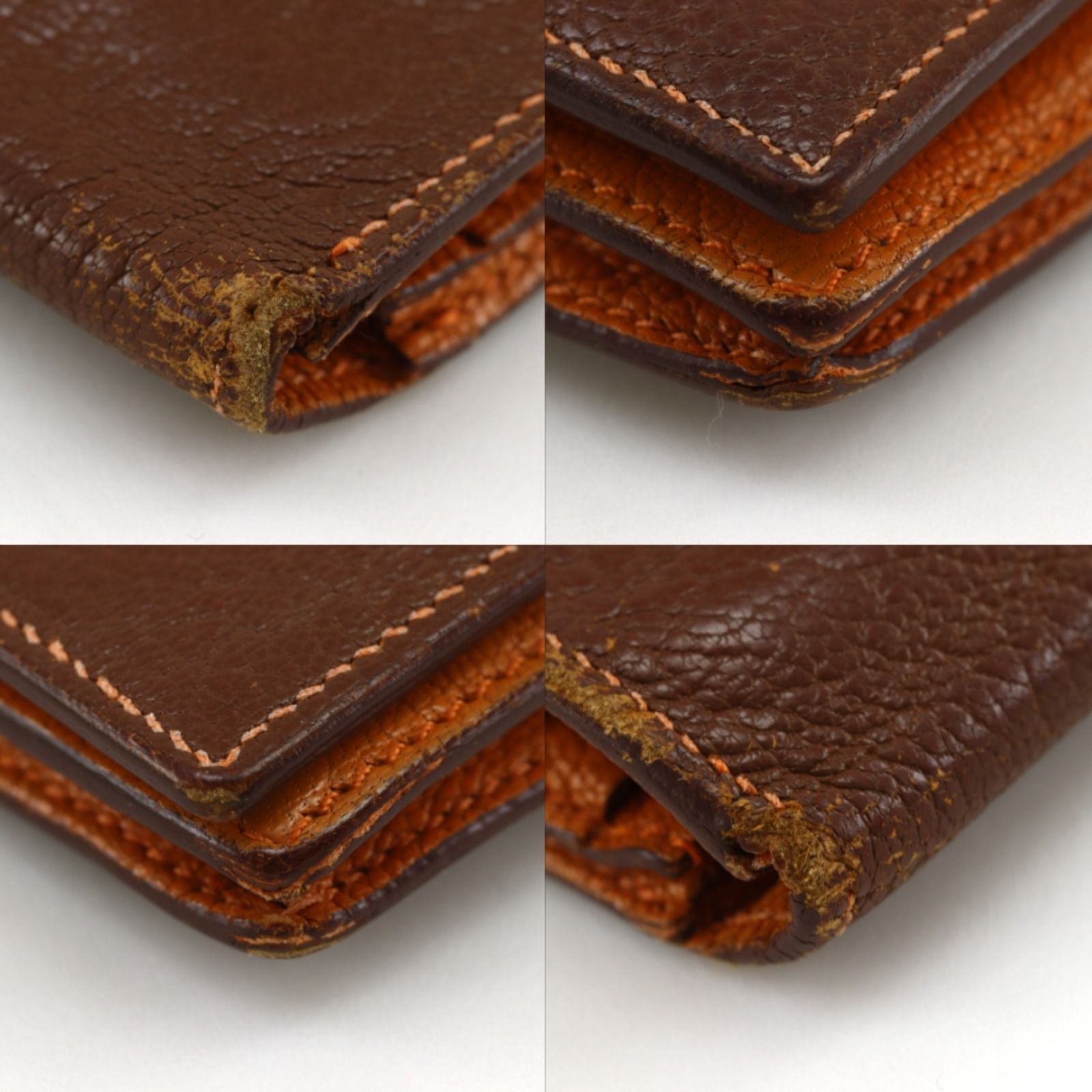 Hermes Bearn Souffle Bicolor Chevre Brown Gold M Wallet — view 4