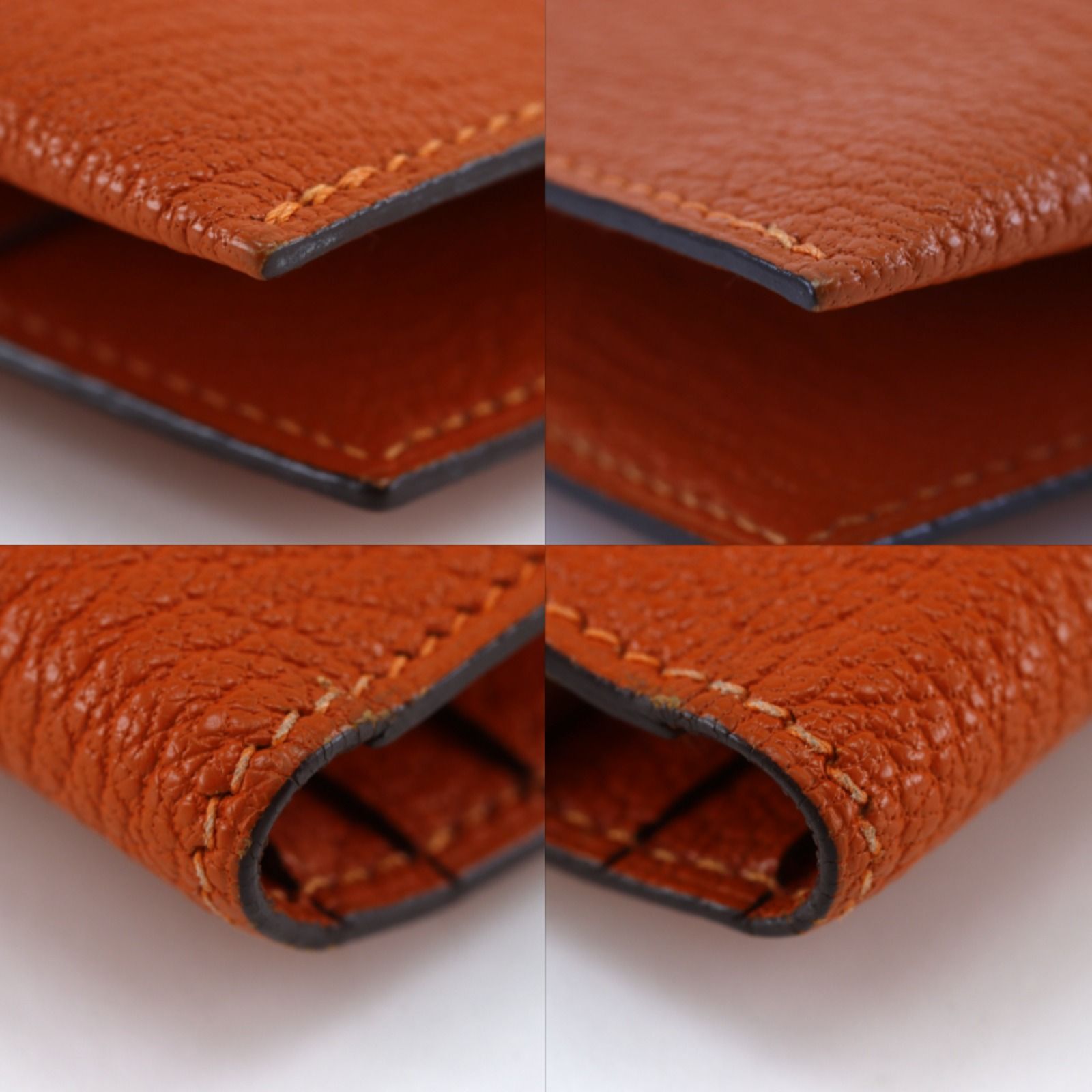 Hermes Bearn Classic Chevre Orange Gold Wallet — view 4