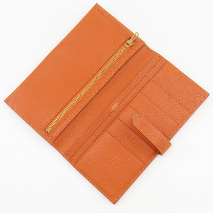 Hermes Bearn Classic Chevre Orange Gold Wallet — view 5