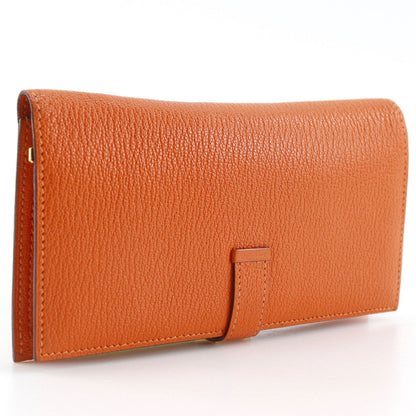 Hermes Bearn Classic Chevre Orange Gold Wallet — view 3