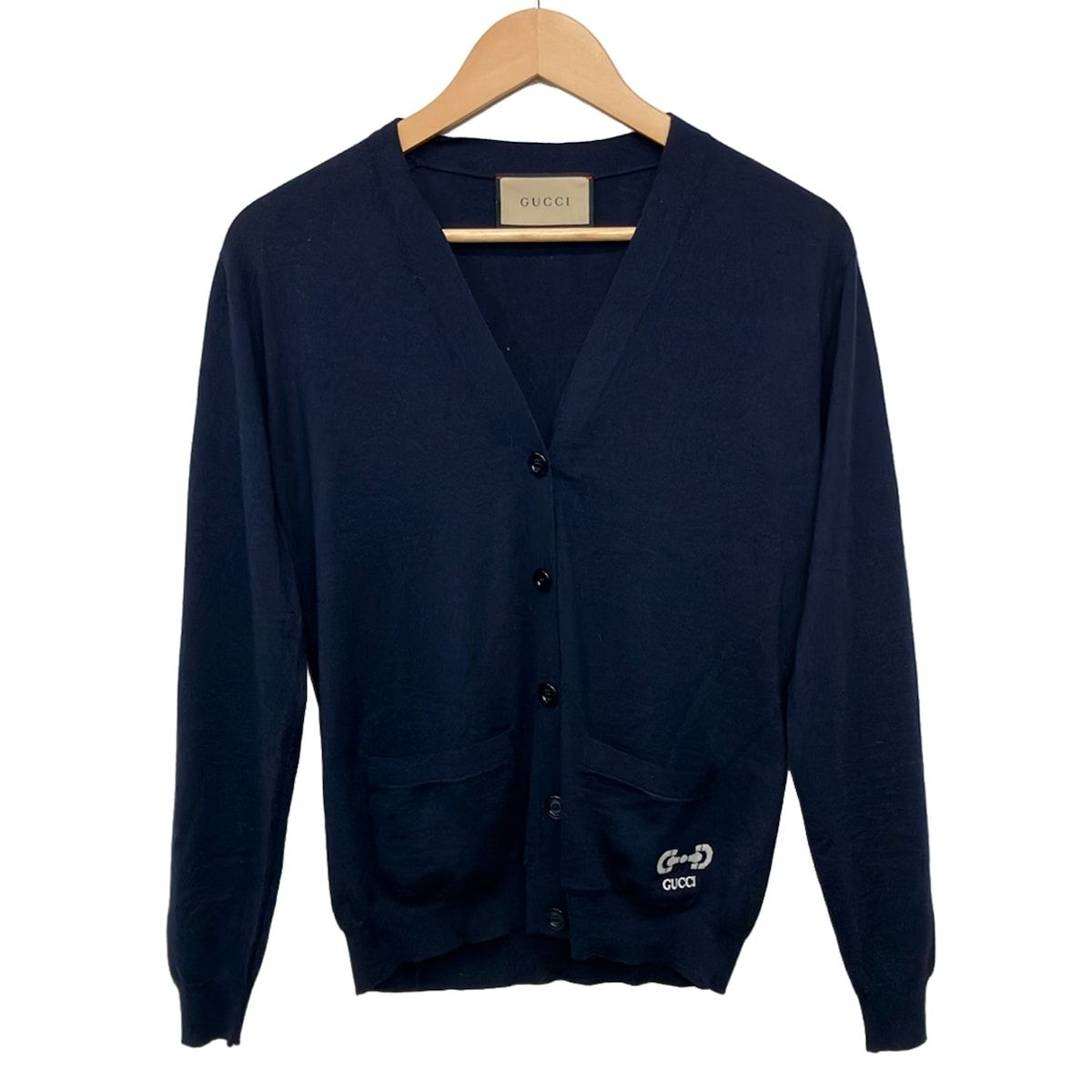 Gucci Cardigan XS Dark Navy White Long Sleeve Knit Horsebit