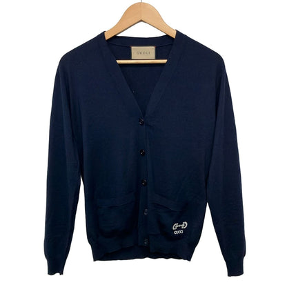 Gucci Cardigan XS Dark Navy White Long Sleeve Knit Horsebit