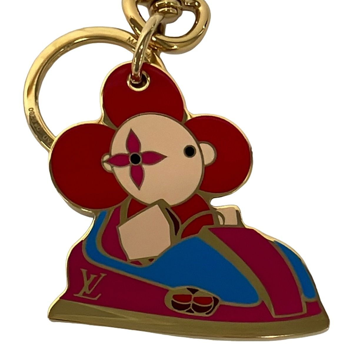 Louis Vuitton Key Holder Porte Cles Charm Vivienne Gold Red Multi — view 4