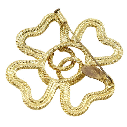Chanel Clover CC Logo Vintage Gold Plated 28 Brooch — view 2