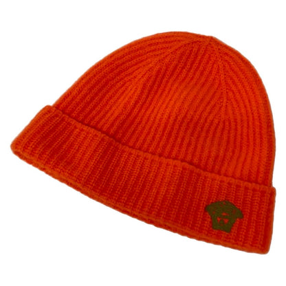 Versace Knit Hat Orange Wool Cashmere