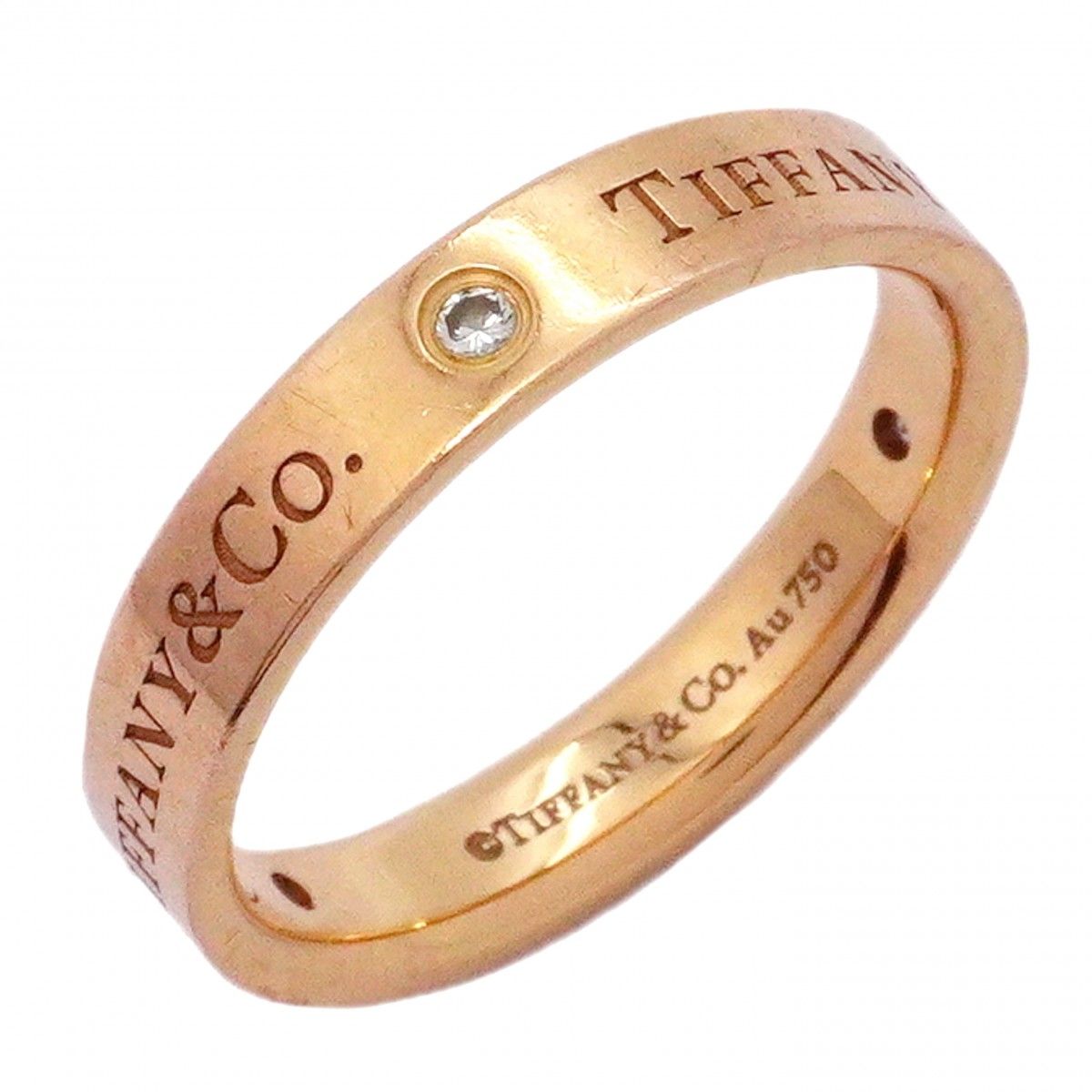 Tiffany & Co Ring Flat Band 18k Pink Gold Diamond