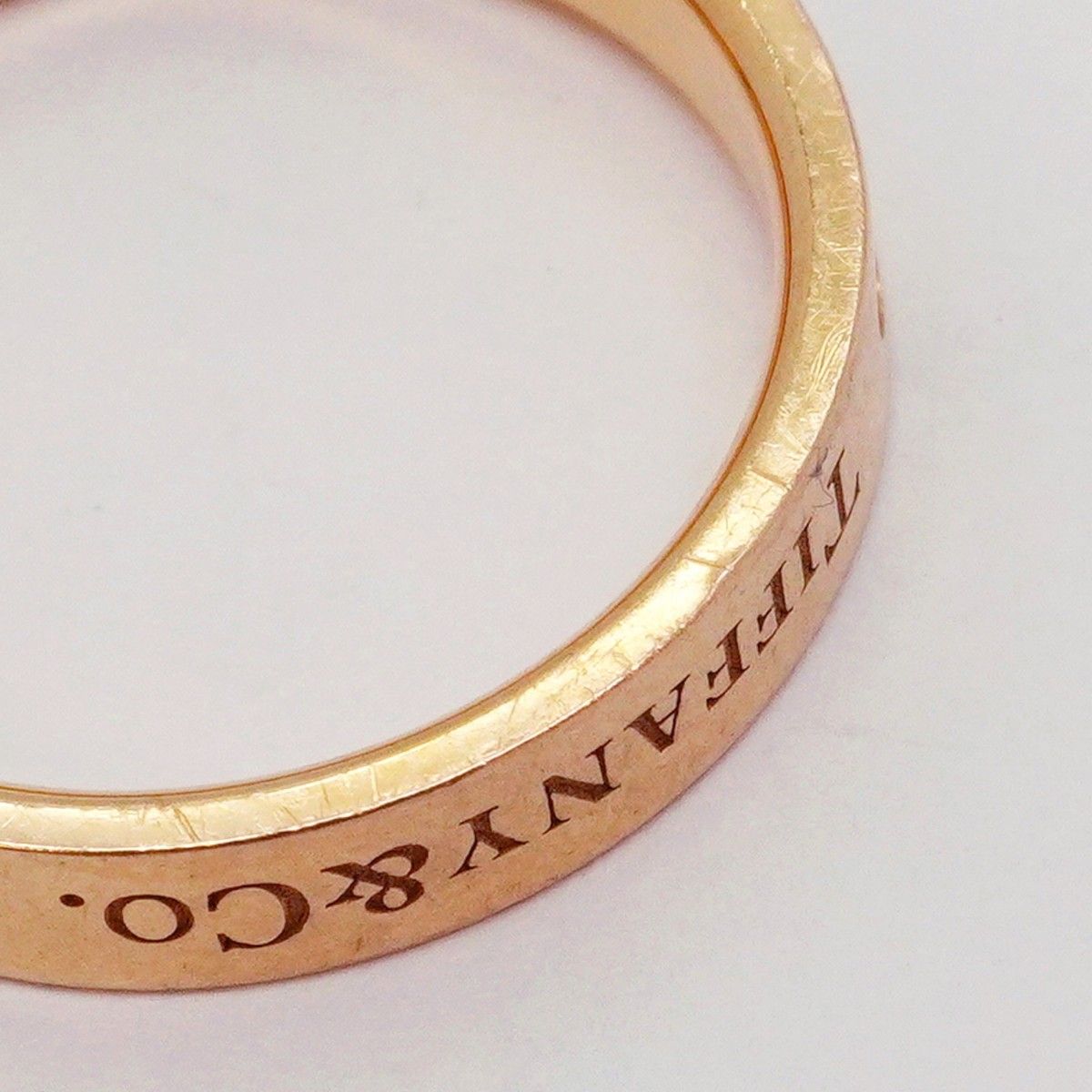 Tiffany & Co Ring Flat Band 18k Pink Gold Diamond — view 9