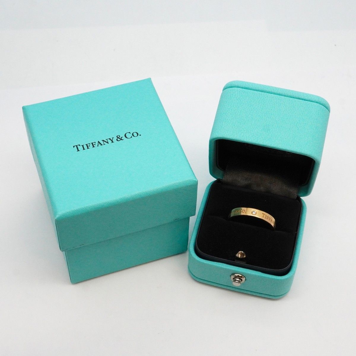 Tiffany & Co Ring Flat Band 18k Pink Gold Diamond — view 8