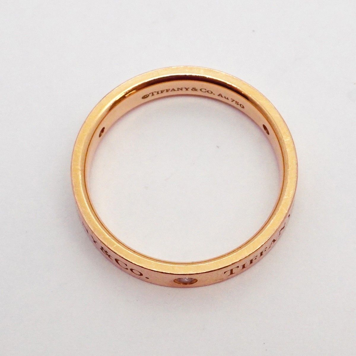Tiffany & Co Ring Flat Band 18k Pink Gold Diamond — view 3