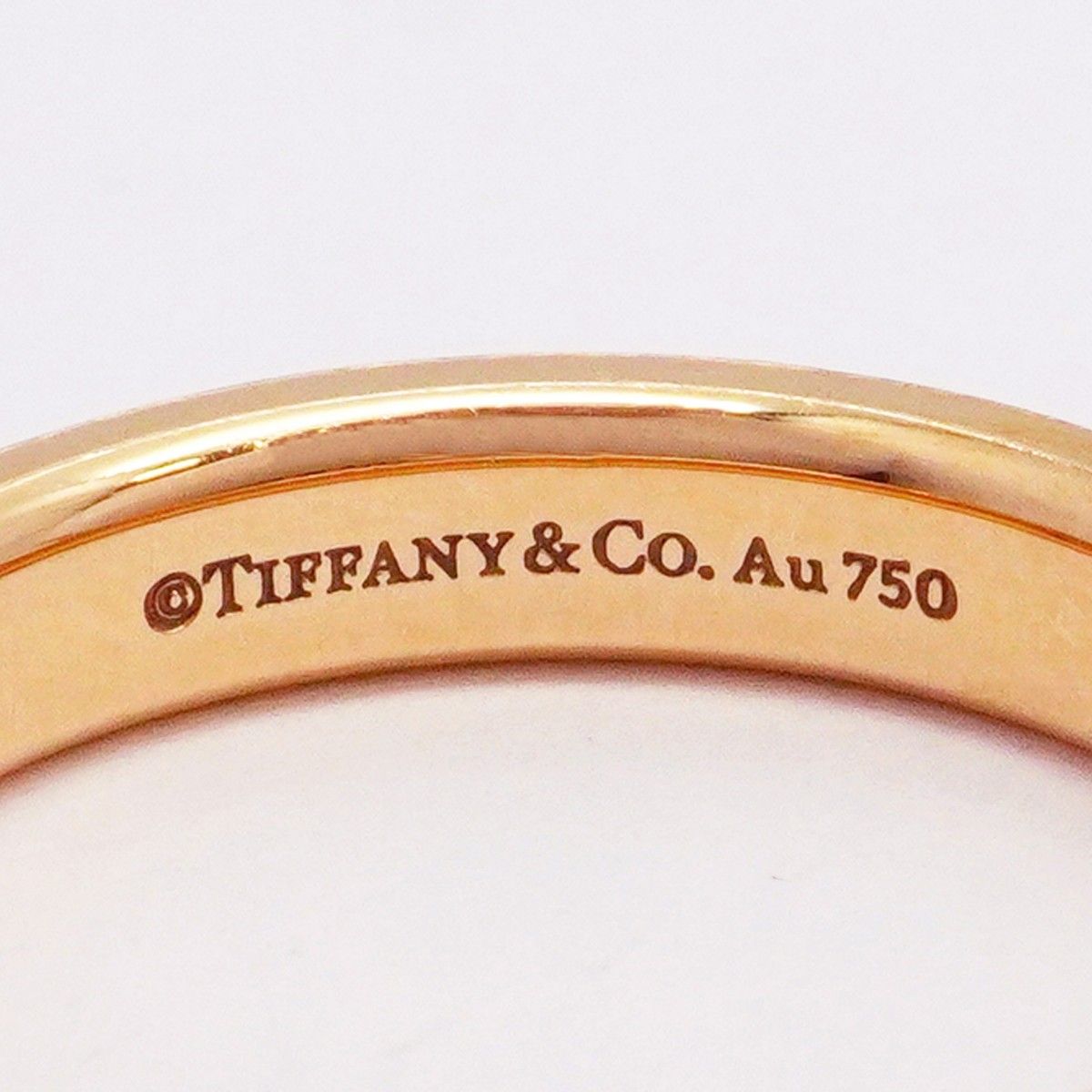 Tiffany & Co Ring Flat Band 18k Pink Gold Diamond — view 4