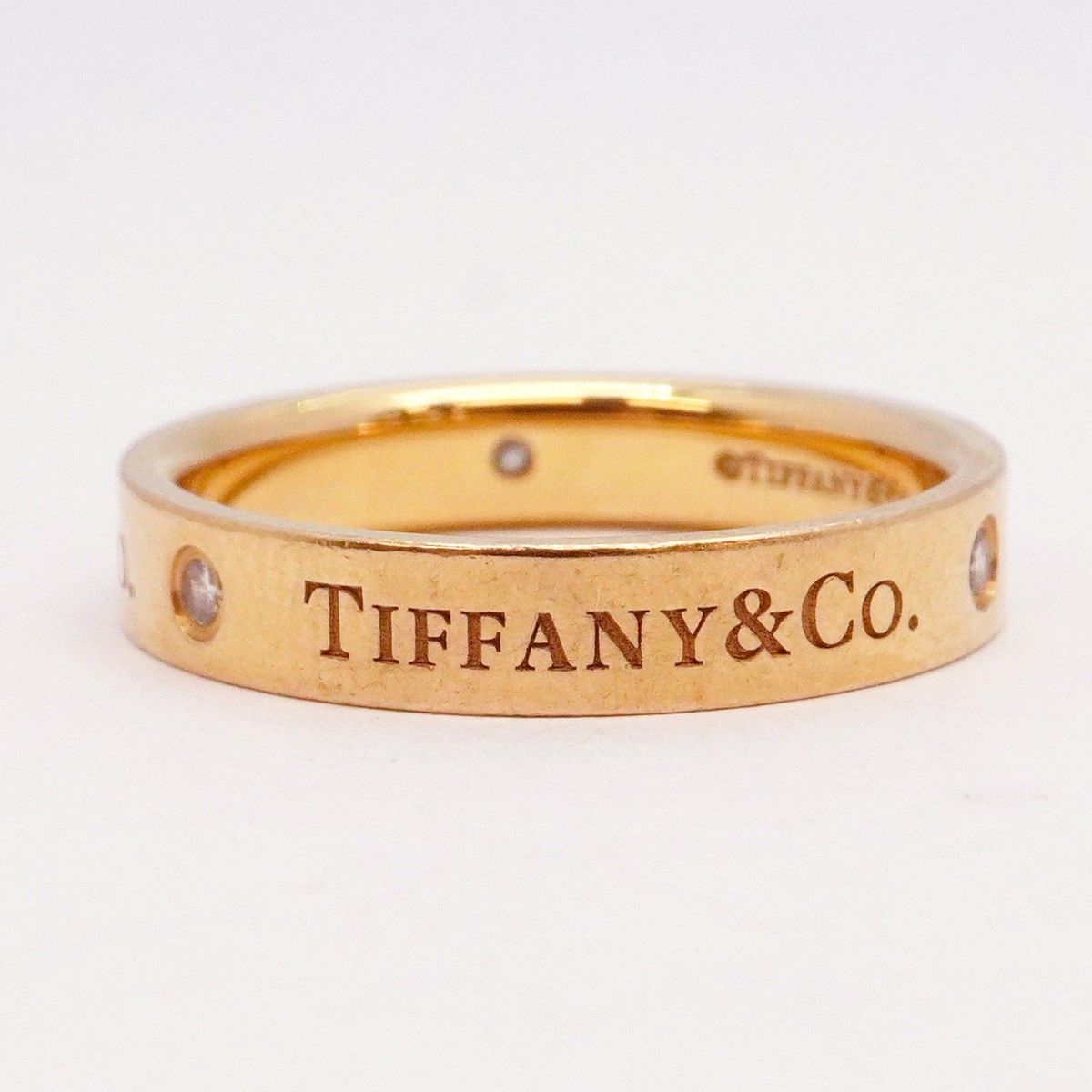 Tiffany & Co Ring Flat Band 18k Pink Gold Diamond — view 5