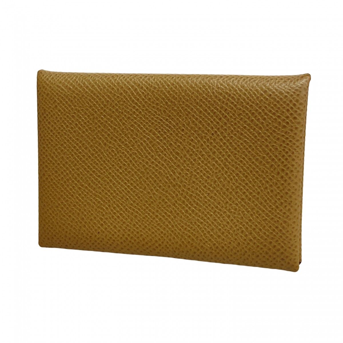 Hermes Card Case Calvi Veau Epsom Etoupe Silver