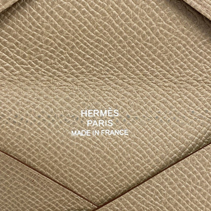 Hermes Card Case Calvi Veau Epsom Etoupe Silver — view 4