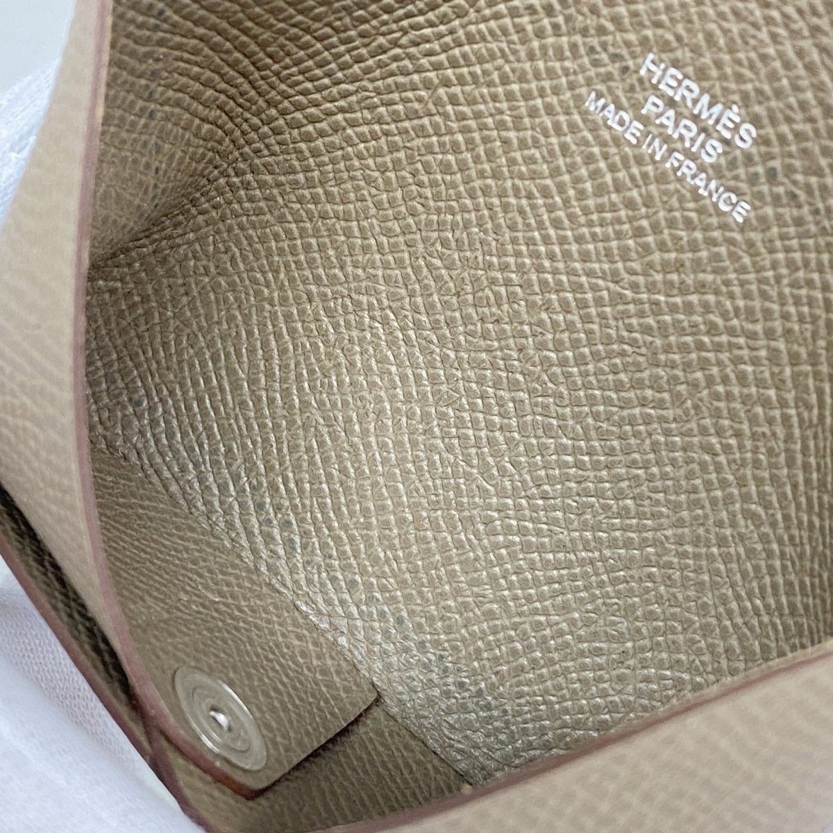 Hermes Card Case Calvi Veau Epsom Etoupe Silver — view 7