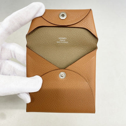 Hermes Coin Case Bastia Verso Evercolor Gold Beige Dwymar Silver — view 3