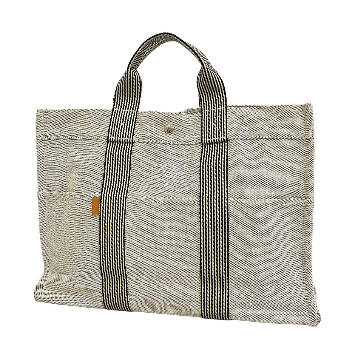 Hermes Tote New Fourre Tout Canvas Gray Silver